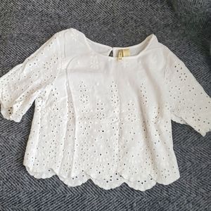 Japna White Eyelet Crop Top – Cottagecore Scalloped Hem